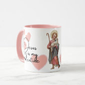 Jesus ist mein Valentinrosa Herz Tasse (Vorderseite Links)