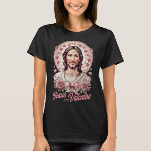 Jesus ist mein Valentinstag Coquette Bow Cross Gla T-Shirt