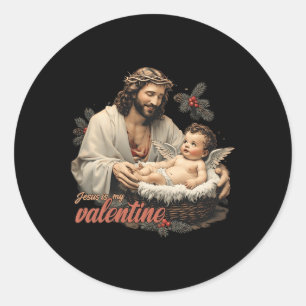 Jesus ist mein Valentinstag Cupid Bibel Verse Glau Runder Aufkleber