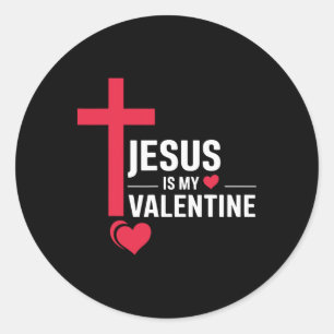 Jesus ist mein Valentinstag Runder Aufkleber