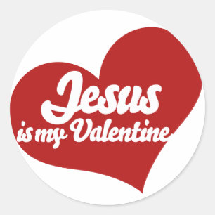 Jesus ist mein Valentinstag Runder Aufkleber