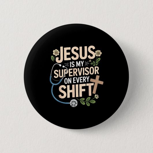 Jesus Ist Mein Vorgesetzter Jesus Glaube Gott Cna Button (Vorderseite)