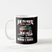 Jesus ist meine Felsen-Fernlastfahrer-Tasse Kaffeetasse (Links)