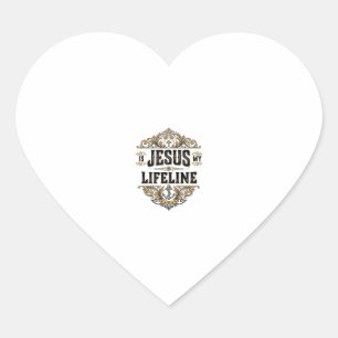 Jesus ist meine Lebenslinie Vintage-Christen-Shirt Herz-Aufkleber