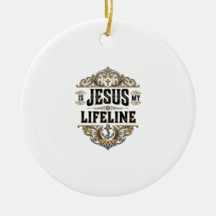 Jesus ist meine Lebenslinie Vintage-Christen-Shirt Keramik Ornament