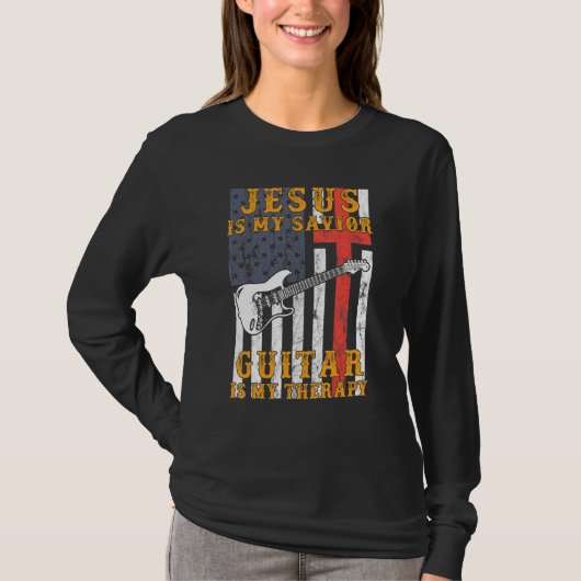 Jesus ist meine Retter-Gitarre ist meine Therapie T-Shirt (Vorderseite)
