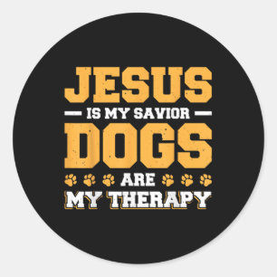 Jesus ist meine Retter Hunde sind meine Therapie Runder Aufkleber