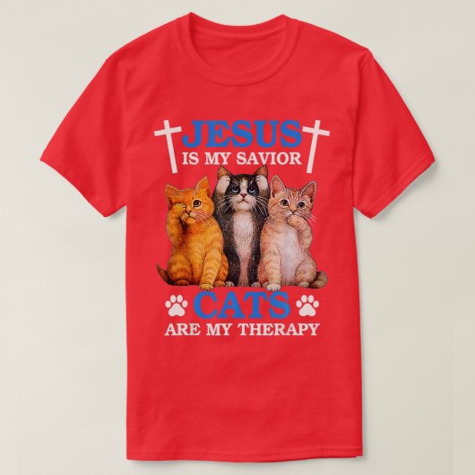 Jesus ist meine Retter Katze sind Meine Therapie G T-Shirt (Design vorne)
