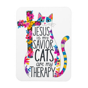 Jesus ist meine Retter Katzen sind meine Therapie  Magnet