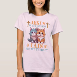 Jesus ist meine Retter Katzen sind meine Therapie  T-Shirt