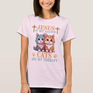 Jesus ist meine Retter Katzen sind meine Therapie T-Shirt