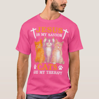 Jesus ist meine Retter Katzen sind meine Therapie T-Shirt