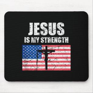 Jesus ist meine Stärke USA-Flagge Christliches Kre Mousepad