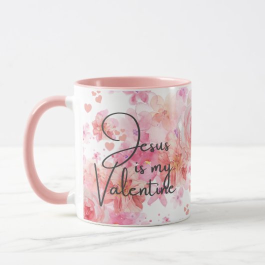 Jesus ist meine Valentinrosa Rosen religiös Tasse (Links)
