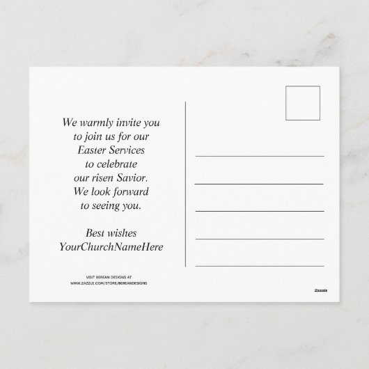 Jesus ist Risen EASTER CHURCH SERVICES Einladung (Rückseite)