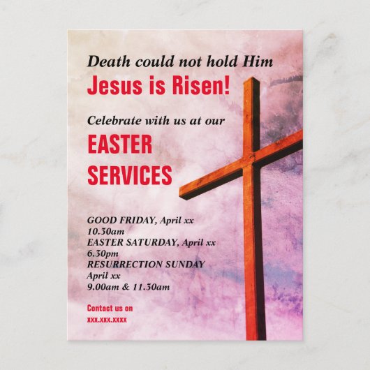 Jesus ist Risen EASTER CHURCH SERVICES Einladung (Vorderseite)