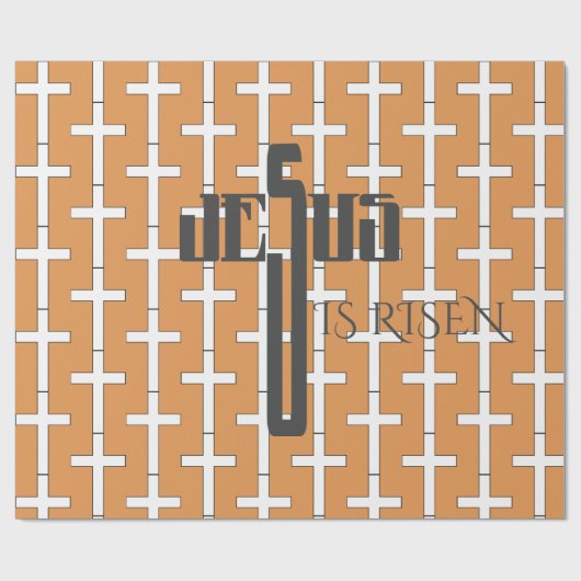 Jesus ist Risen _Retro-Orangenkreuz Geschenkpapier (Flach)