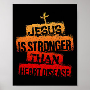 Jesus ist stärker als die Herzerkrankung Red Ribbo Poster