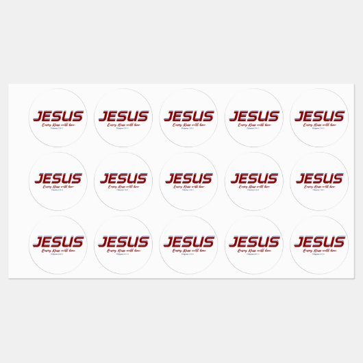 Jesus Jedes Knie beugt den Philippinen 2:10-11 Etiketten (Blatt)