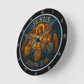 Jesus John 3:16 Stained Glass Runde Wanduhr (Winkel)
