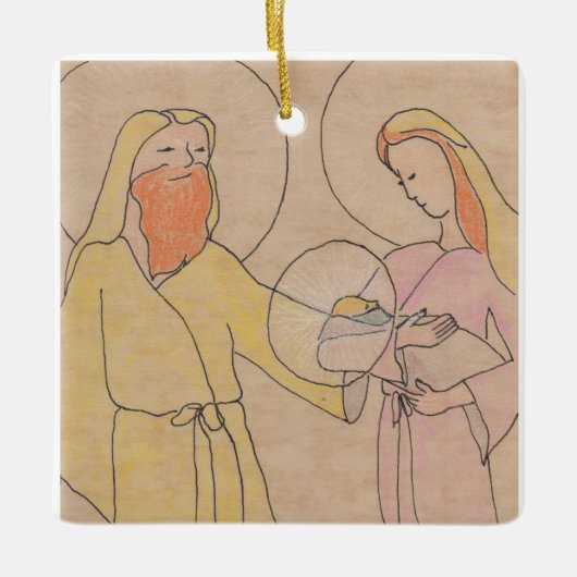 Jesus Joseph und Maria Keramikornament (Vorderseite)