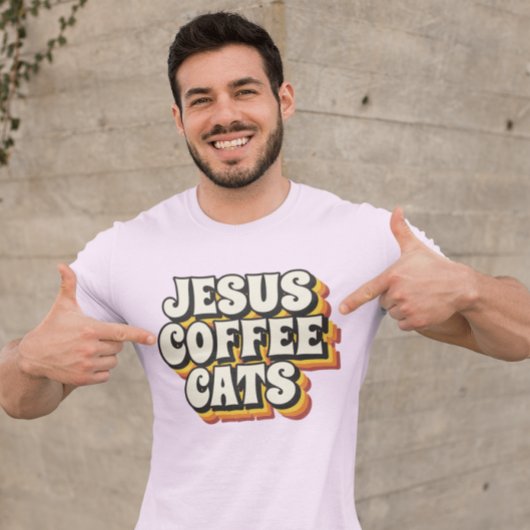 JESUS KAFFEE CATS CHRISTLICHE T - SHIRT