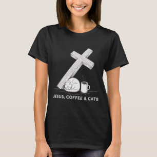 Jesus Kaffee Katzen Lustig Süß Design Jesus Liebha T-Shirt