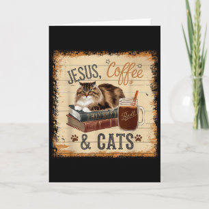 Jesus Kaffee Katzen Lustig Süßes Design Jesus Fans Karte