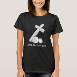 Jesus Kaffee Katzen Lustig Süßes Design Jesus Lieb T-Shirt