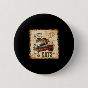 Jesus Kaffee Katzen Lustiges Süßes Design Jesus Fa Button