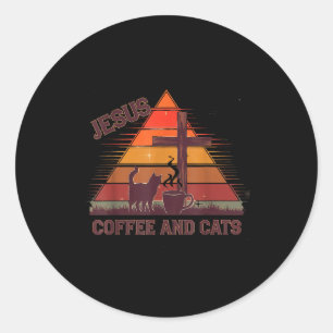 Jesus Kaffee Katzen Lustiges Süßes Design Jesus Fa Runder Aufkleber