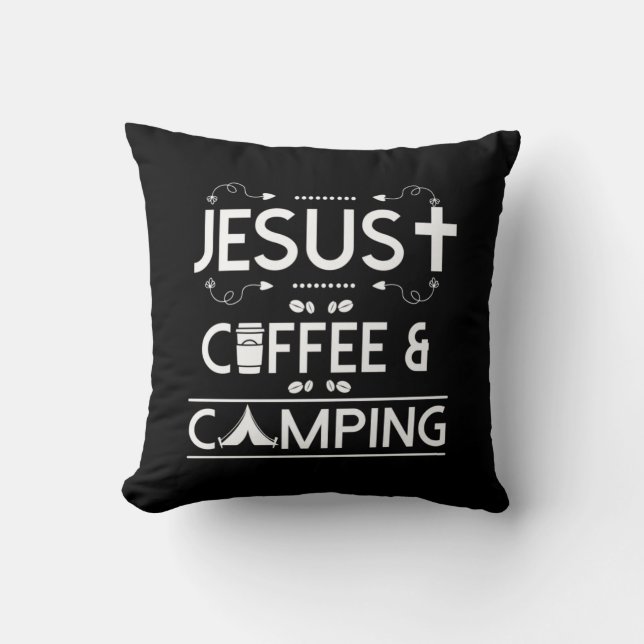 Jesus Kaffee und Camping Kissen (Vorderseite)