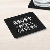 Jesus Kaffee und Camping Rechteckiger Pappuntersetzer (angewinkelt)