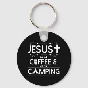 Jesus Kaffee und Camping Schlüsselanhänger