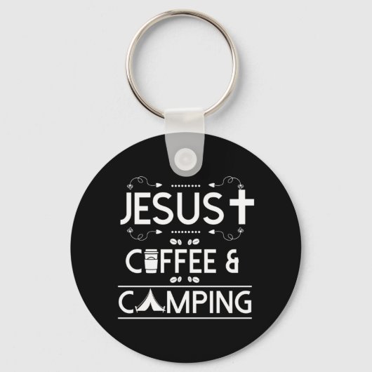 Jesus Kaffee und Camping Schlüsselanhänger (Vorderseite)