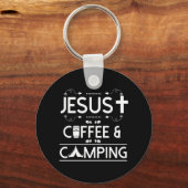 Jesus Kaffee und Camping Schlüsselanhänger (Vorderseite)