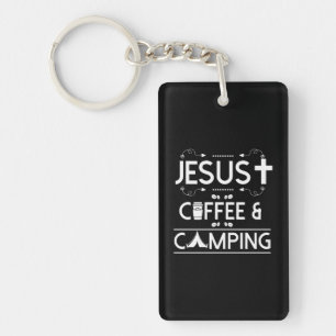 Jesus Kaffee und Camping Schlüsselanhänger