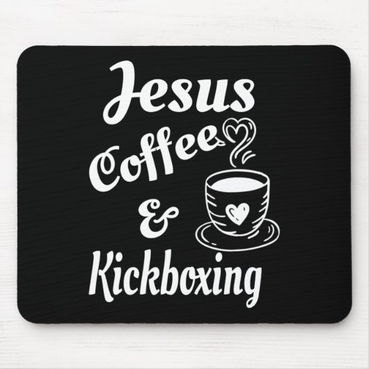 Jesus Kaffee Und Kickboxen - Christlicher Kaffeeli Mousepad (Vorne)