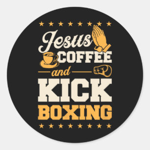 Jesus Kaffee und Kickboxen Lustig Süße Christin K Runder Aufkleber