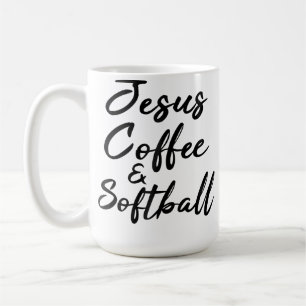 Jesus Kaffee und Softball Lustiger Christlicher Sp Kaffeetasse