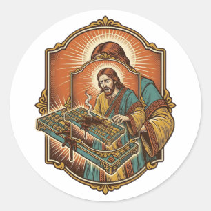 Jesus Kaffee verschüttet Mechanische Tastatur kapu Runder Aufkleber