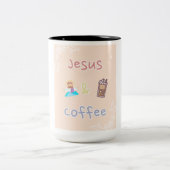 Jesus + Kaffee Zweifarbige Tasse (Mittel)