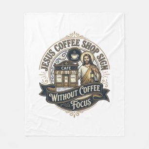 Jesus Kaffeeshoplogo ohne Kaffee Fokus Jesus Fleecedecke