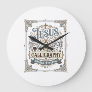 Jesus-Kalligrafie Heilige Beschriftung Jesus Kalli Große Wanduhr