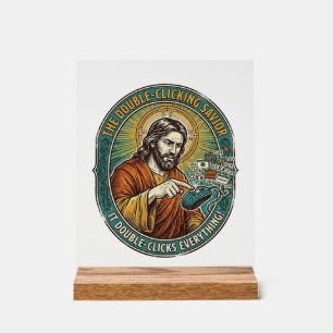 Jesus kaputte Doppelklick-Maus IT-Büro-Technik Acrylschild