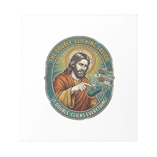 Jesus kaputte Doppelklick-Maus IT-Büro-Technik Notizblock (Vorderseite)