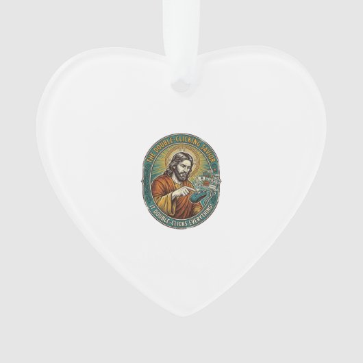 Jesus kaputte Doppelklick-Maus IT-Büro-Technik Ornament (Vorderseite)