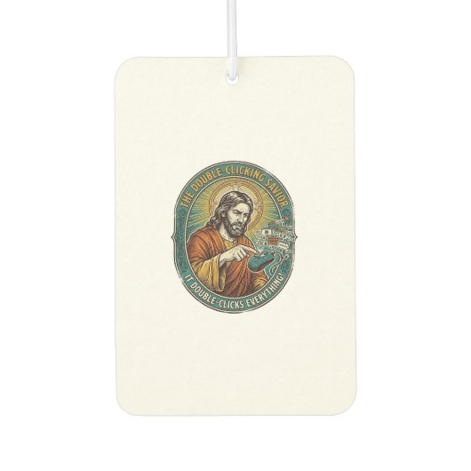 Jesus kaputte Doppelklickmaus IT Büro Tech Autolufterfrischer (Vorderseite)