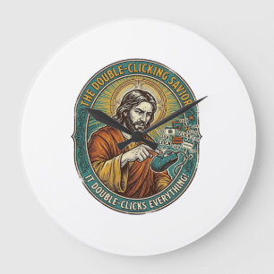 Jesus kaputte Doppelklickmaus IT Büro Tech Große Wanduhr