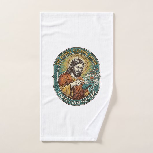 Jesus kaputte Doppelklickmaus IT Büro Tech Handtuch (Handtuch)